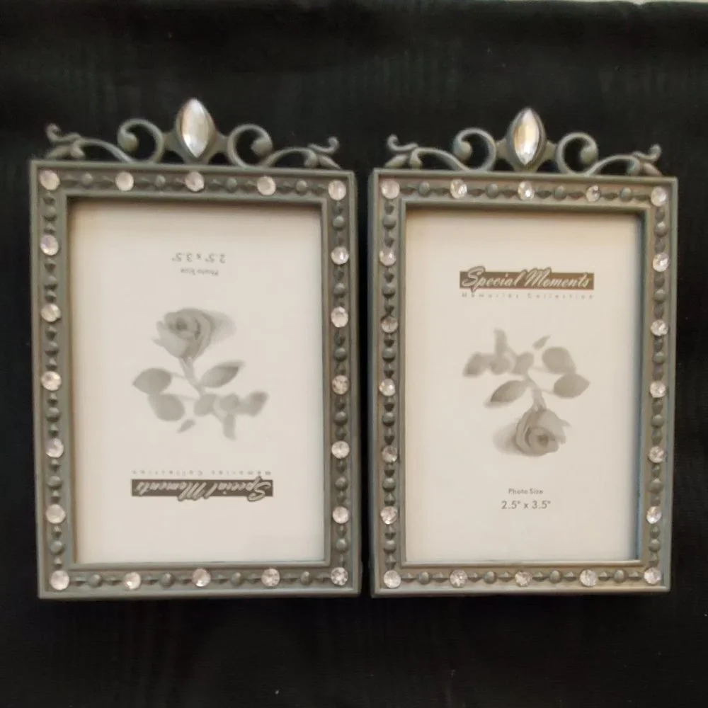 Two Black Gray and Jewels Picture Frames
